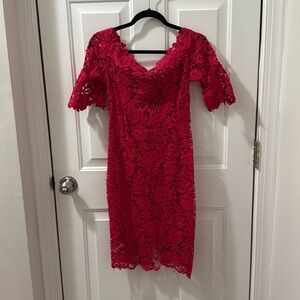 Uses Petite Paper Dolls Fushia Pink Lined Dress